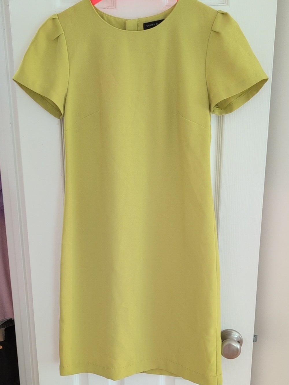 Banana Republic Chartreuse Short-Sleeve Shift Dress